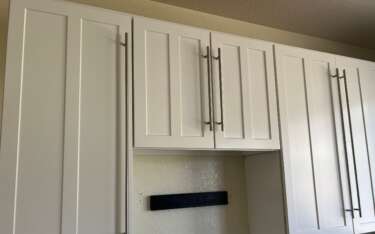 Newly Painted "White Dove" Cabinets and Painting Cabinets Safely